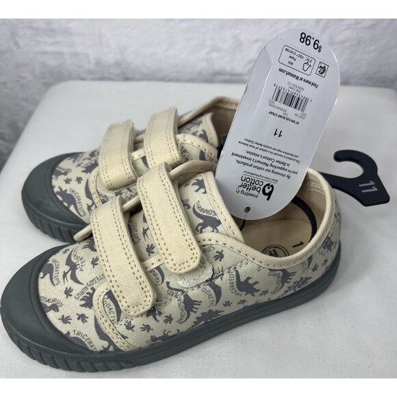 Wonder Nation Memory Foam Bump Strap Dinosaur Shoe Cream Gray Size 11 NEW - Picture 4 of 6